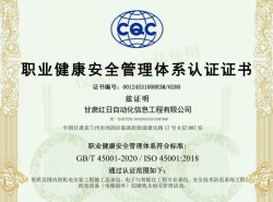 职业健康安全管理体系认证证书